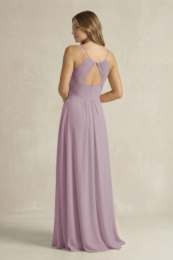 Cami Strap A - Line Chiffon Pleated Bridesmaid Dress in Dusk - KissProm Bridesmaid Dresses