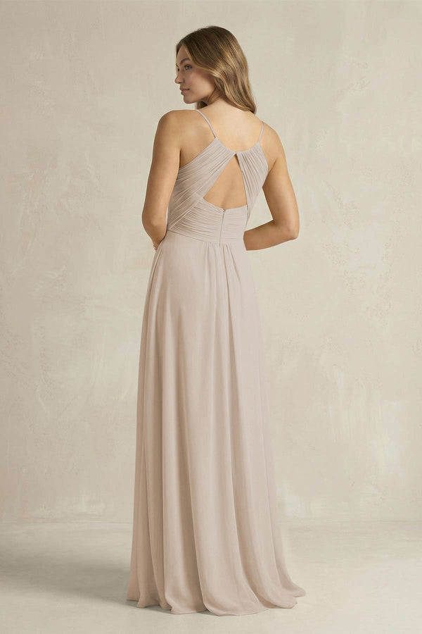 Cami Strap A - Line Chiffon Pleated Bridesmaid Dress in Frost - KissProm Bridesmaid Dresses