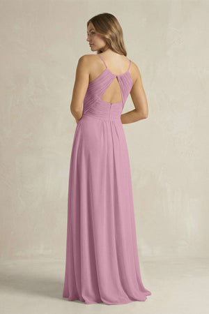 Cami Strap A - Line Chiffon Pleated Bridesmaid Dress in Vintage Mauve - KissProm Bridesmaid Dresses