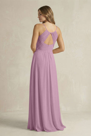Cami Strap A - Line Chiffon Pleated Bridesmaid Dress in Wisteria - KissProm Bridesmaid Dresses