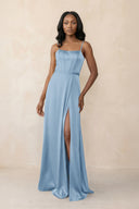 Cami Strap Corset Satin Sheath Bridesmaid Dress in Sky Blue - KissProm Bridesmaid Dresses