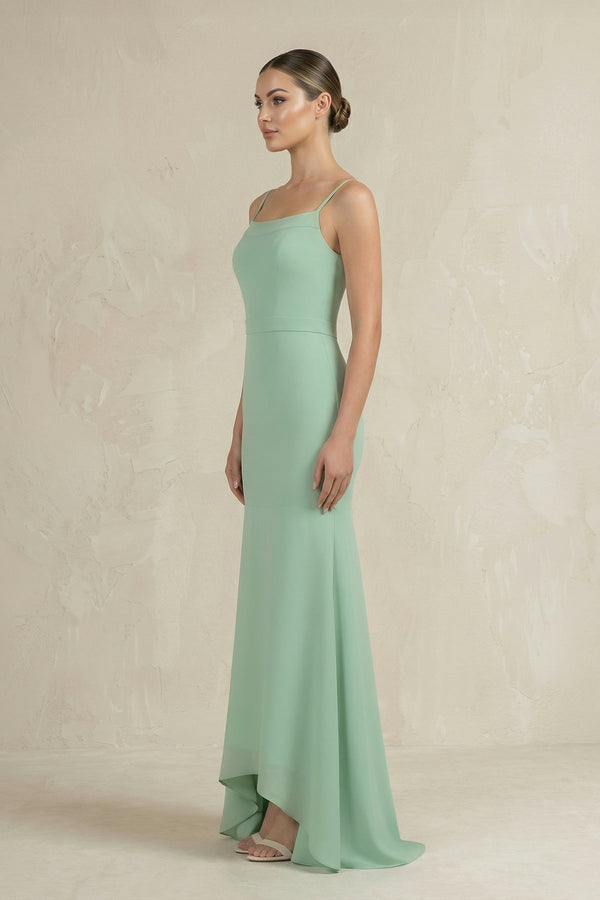 Cami Strap Mermaid Ruffled Chiffon Bridesmaid Dress - KissProm Bridesmaid Dresses