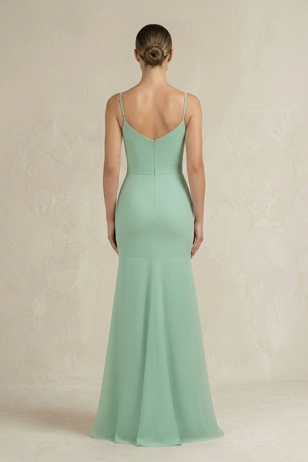 Cami Strap Mermaid Ruffled Chiffon Bridesmaid Dress - KissProm Bridesmaid Dresses