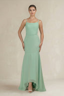 Cami Strap Mermaid Ruffled Chiffon Bridesmaid Dress - KissProm Bridesmaid Dresses