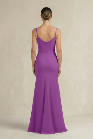 Cami Strap Mermaid Ruffled Chiffon Bridesmaid Dress in Amethyst - KissProm Bridesmaid Dresses