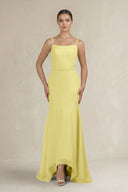 Cami Strap Mermaid Ruffled Chiffon Bridesmaid Dress in Buttercup - KissProm Bridesmaid Dresses