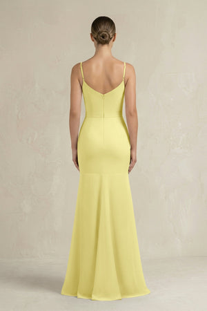 Cami Strap Mermaid Ruffled Chiffon Bridesmaid Dress in Buttercup - KissProm Bridesmaid Dresses