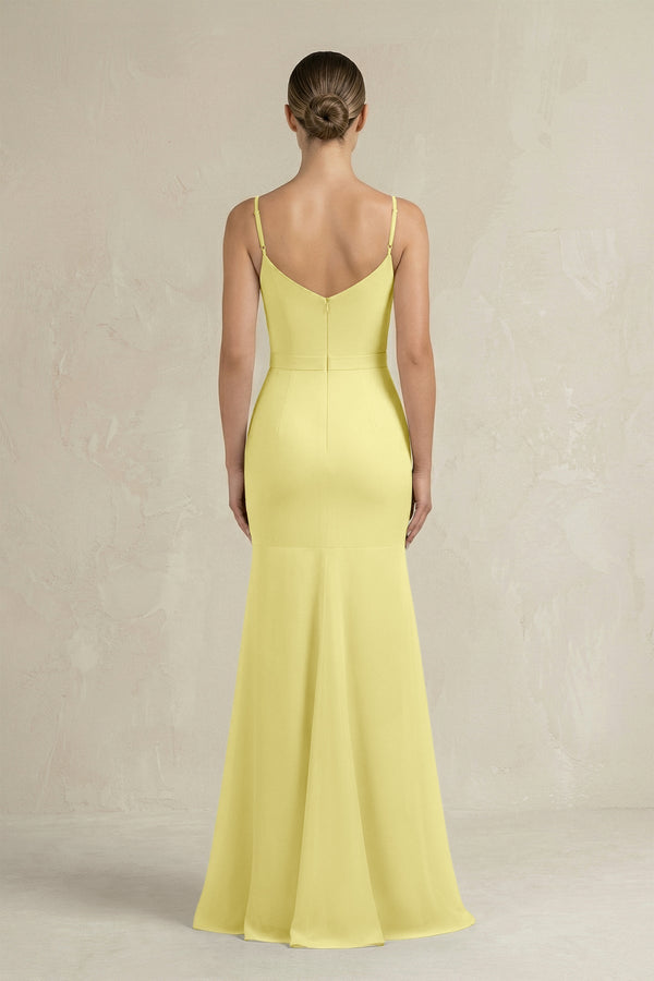 Cami Strap Mermaid Ruffled Chiffon Bridesmaid Dress in Buttercup - KissProm Bridesmaid Dresses