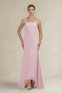 Cami Strap Mermaid Ruffled Chiffon Bridesmaid Dress in Candy Pink - KissProm Bridesmaid Dresses