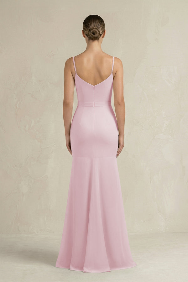 Cami Strap Mermaid Ruffled Chiffon Bridesmaid Dress in Candy Pink - KissProm Bridesmaid Dresses