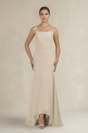 Cami Strap Mermaid Ruffled Chiffon Bridesmaid Dress in Champagne - KissProm Bridesmaid Dresses