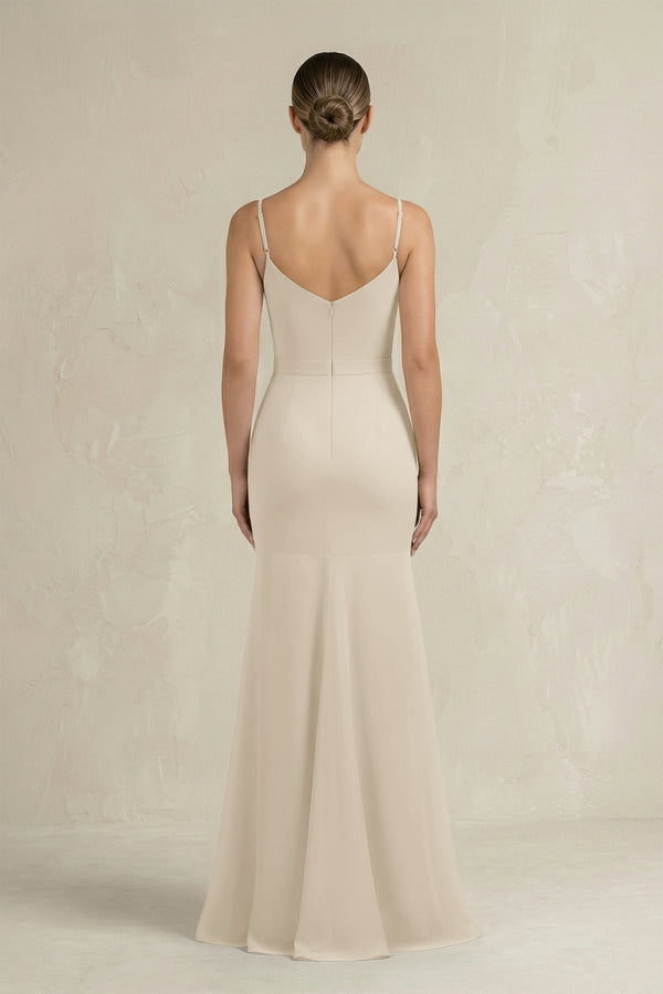Cami Strap Mermaid Ruffled Chiffon Bridesmaid Dress in Champagne - KissProm Bridesmaid Dresses