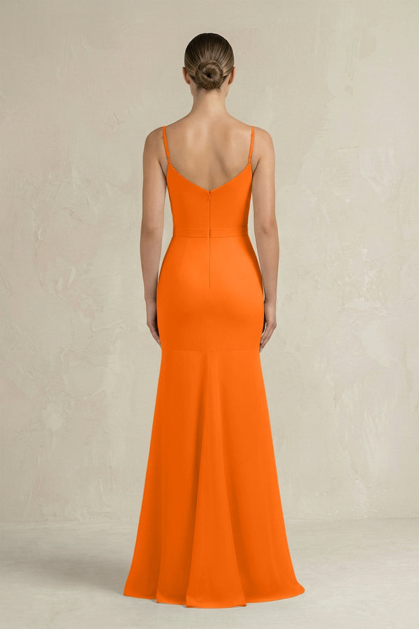 Cami Strap Mermaid Ruffled Chiffon Bridesmaid Dress in Cinnamon - KissProm Bridesmaid Dresses