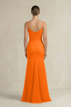 Cami Strap Mermaid Ruffled Chiffon Bridesmaid Dress in Cinnamon - KissProm Bridesmaid Dresses