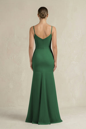 Cami Strap Mermaid Ruffled Chiffon Bridesmaid Dress in Dark Green - KissProm Bridesmaid Dresses