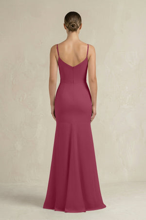 Cami Strap Mermaid Ruffled Chiffon Bridesmaid Dress in Desert Rose - KissProm Bridesmaid Dresses