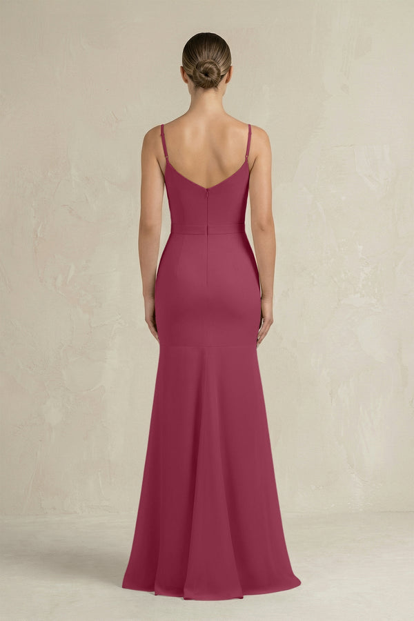 Cami Strap Mermaid Ruffled Chiffon Bridesmaid Dress in Desert Rose - KissProm Bridesmaid Dresses