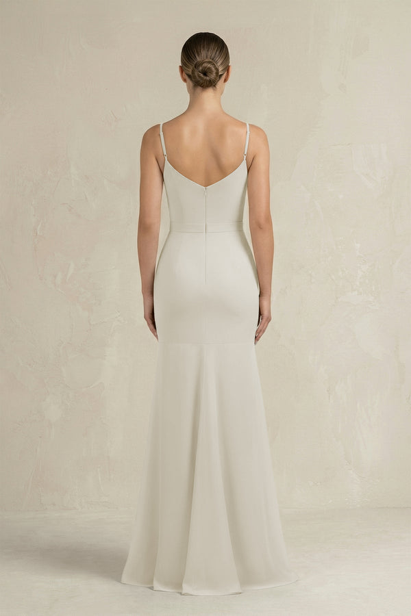 Cami Strap Mermaid Ruffled Chiffon Bridesmaid Dress in Dove Gray - KissProm Bridesmaid Dresses