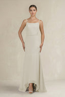 Cami Strap Mermaid Ruffled Chiffon Bridesmaid Dress in Dove Gray - KissProm Bridesmaid Dresses