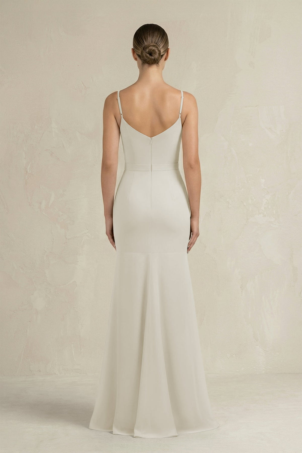 Cami Strap Mermaid Ruffled Chiffon Bridesmaid Dress in Dove Gray - KissProm Bridesmaid Dresses