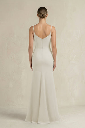 Cami Strap Mermaid Ruffled Chiffon Bridesmaid Dress in Dove Gray - KissProm Bridesmaid Dresses