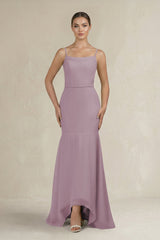 Cami Strap Mermaid Ruffled Chiffon Bridesmaid Dress in Dusk - KissProm Bridesmaid Dresses