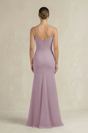 Cami Strap Mermaid Ruffled Chiffon Bridesmaid Dress in Dusk - KissProm Bridesmaid Dresses