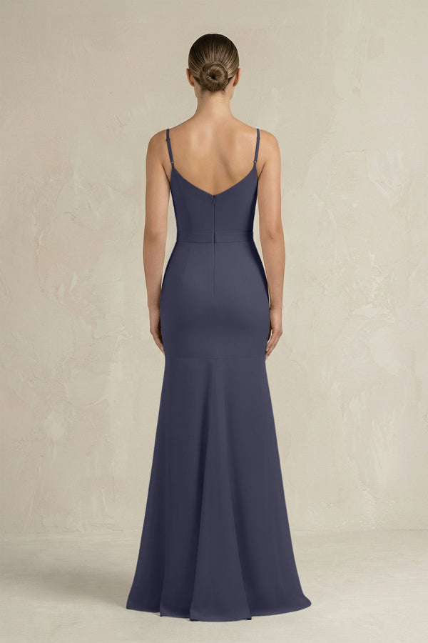 Cami Strap Mermaid Ruffled Chiffon Bridesmaid Dress in Dusk Blue - KissProm Bridesmaid Dresses