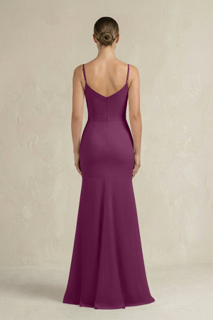Cami Strap Mermaid Ruffled Chiffon Bridesmaid Dress in Fig - KissProm Bridesmaid Dresses