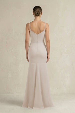 Cami Strap Mermaid Ruffled Chiffon Bridesmaid Dress in Frost - KissProm Bridesmaid Dresses