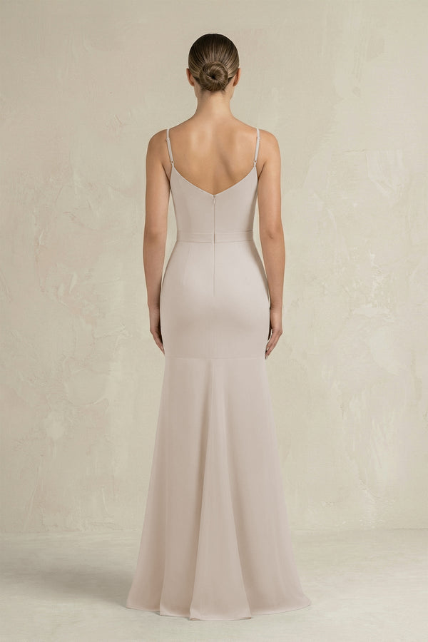 Cami Strap Mermaid Ruffled Chiffon Bridesmaid Dress in Frost - KissProm Bridesmaid Dresses