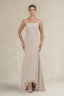Cami Strap Mermaid Ruffled Chiffon Bridesmaid Dress in Frost - KissProm Bridesmaid Dresses