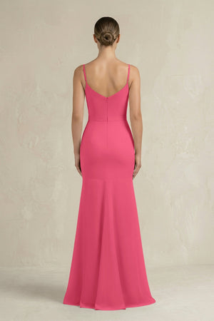 Cami Strap Mermaid Ruffled Chiffon Bridesmaid Dress in Fuchsia - KissProm Bridesmaid Dresses