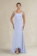 Cami Strap Mermaid Ruffled Chiffon Bridesmaid Dress in Ice - KissProm Bridesmaid Dresses