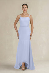 Cami Strap Mermaid Ruffled Chiffon Bridesmaid Dress in Ice - KissProm Bridesmaid Dresses
