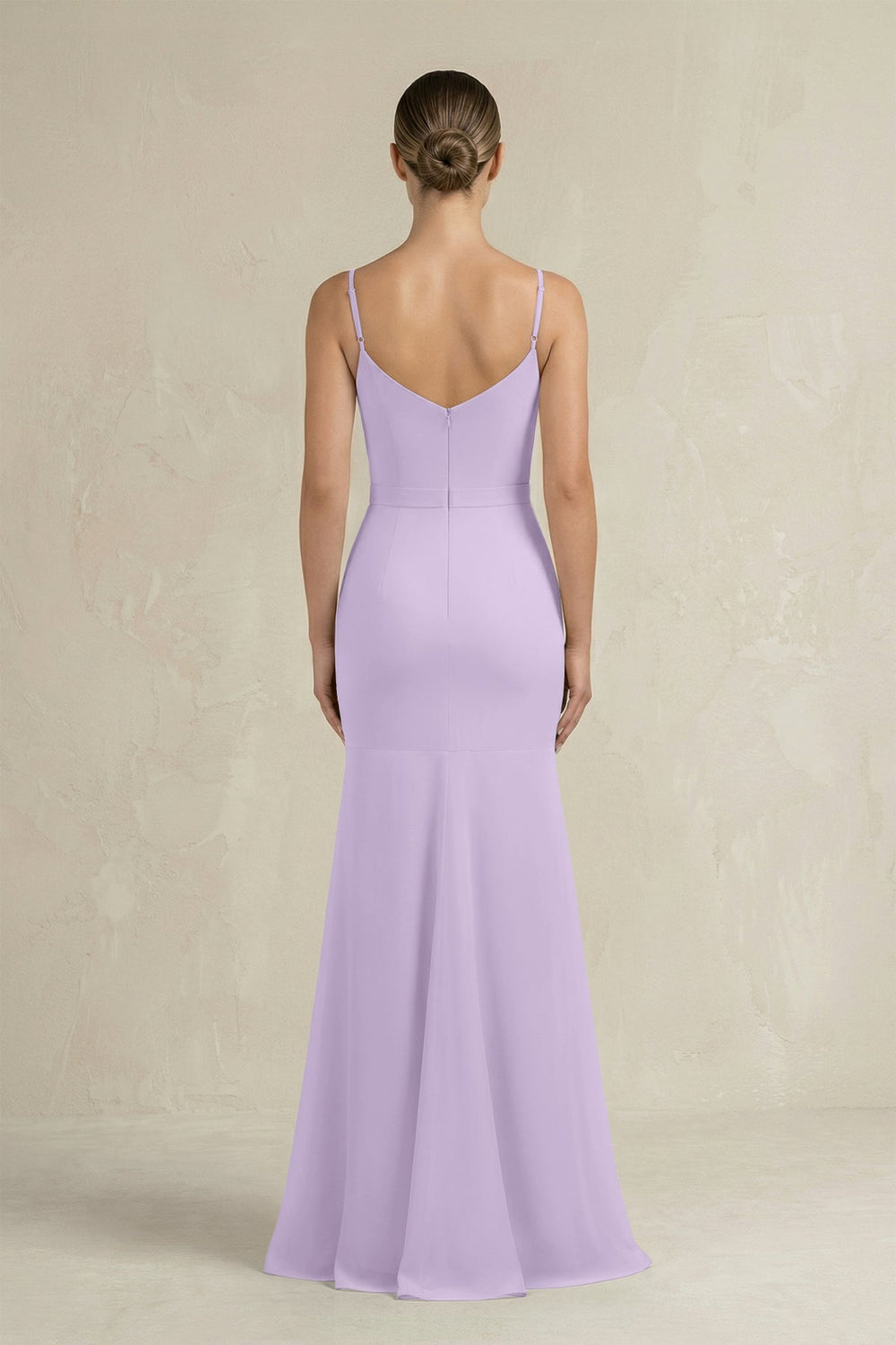 Cami Strap Mermaid Ruffled Chiffon Bridesmaid Dress in Lavender - KissProm Bridesmaid Dresses