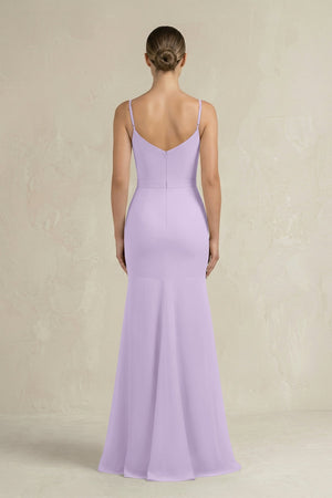 Cami Strap Mermaid Ruffled Chiffon Bridesmaid Dress in Lavender - KissProm Bridesmaid Dresses