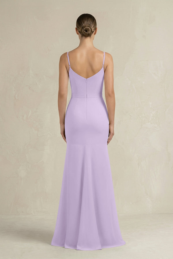 Cami Strap Mermaid Ruffled Chiffon Bridesmaid Dress in Lavender - KissProm Bridesmaid Dresses