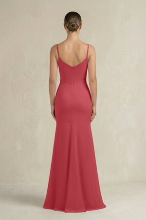 Cami Strap Mermaid Ruffled Chiffon Bridesmaid Dress in Merlot - KissProm Bridesmaid Dresses