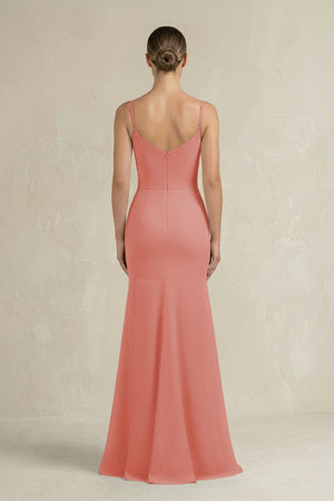 Cami Strap Mermaid Ruffled Chiffon Bridesmaid Dress in Mulberry - KissProm Bridesmaid Dresses