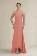 Cami Strap Mermaid Ruffled Chiffon Bridesmaid Dress in Mulberry - KissProm Bridesmaid Dresses