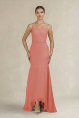 Cami Strap Mermaid Ruffled Chiffon Bridesmaid Dress in Mulberry - KissProm Bridesmaid Dresses