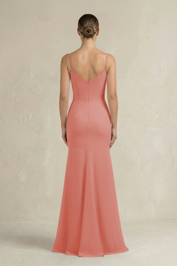 Cami Strap Mermaid Ruffled Chiffon Bridesmaid Dress in Mulberry - KissProm Bridesmaid Dresses
