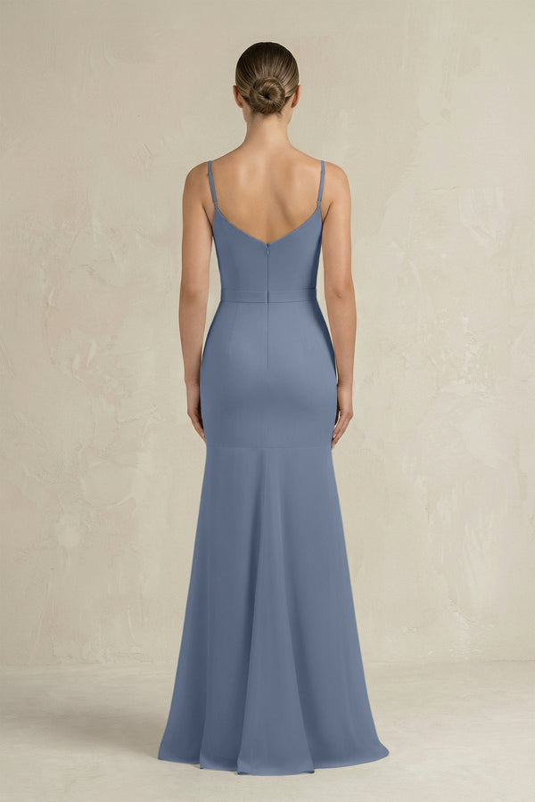 Cami Strap Mermaid Ruffled Chiffon Bridesmaid Dress in Neptune - KissProm Bridesmaid Dresses