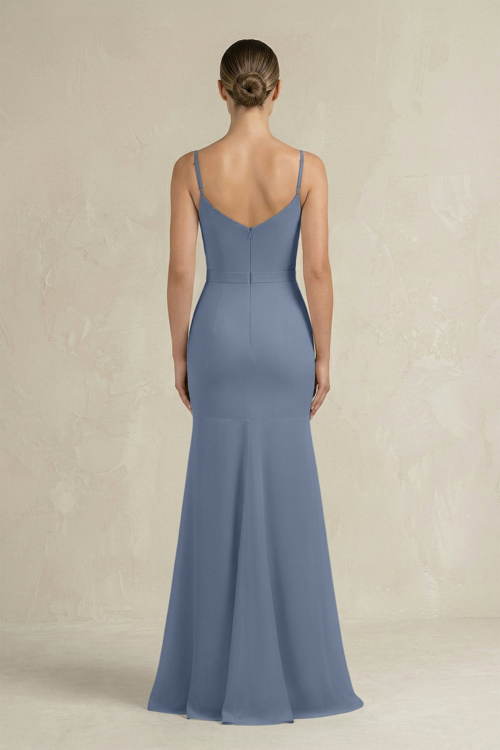 Cami Strap Mermaid Ruffled Chiffon Bridesmaid Dress in Neptune - KissProm Bridesmaid Dresses