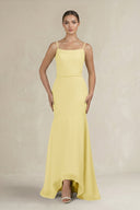 Cami Strap Mermaid Ruffled Chiffon Bridesmaid Dress in Pastel Yellow - KissProm Bridesmaid Dresses