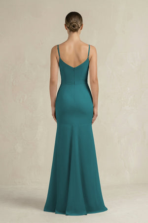 Cami Strap Mermaid Ruffled Chiffon Bridesmaid Dress in Pine - KissProm Bridesmaid Dresses