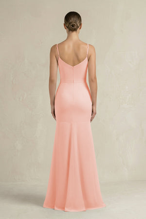 Cami Strap Mermaid Ruffled Chiffon Bridesmaid Dress in Rose Petal - KissProm Bridesmaid Dresses