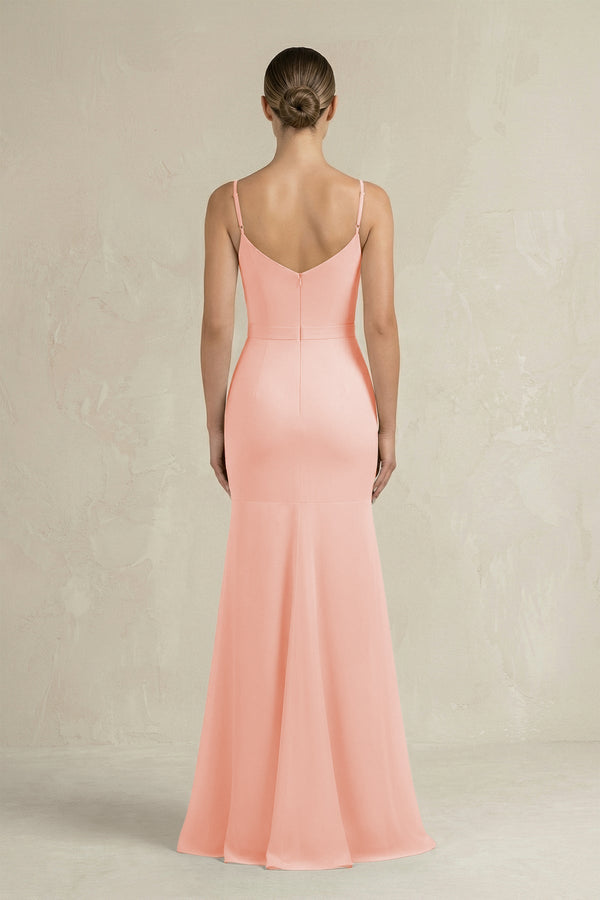 Cami Strap Mermaid Ruffled Chiffon Bridesmaid Dress in Rose Petal - KissProm Bridesmaid Dresses