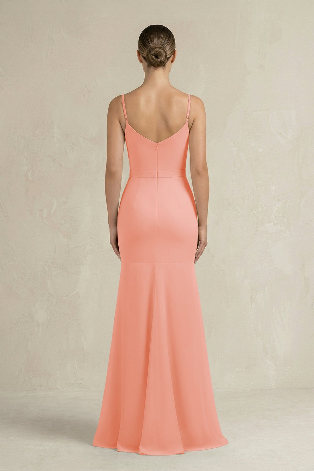Cami Strap Mermaid Ruffled Chiffon Bridesmaid Dress in Rosette - KissProm Bridesmaid Dresses